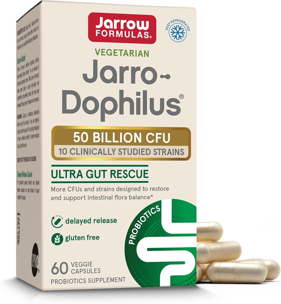 Jarrow Formulas Jarro-Dophilus Ultra Gut Rescue - 50 miliardi di CFU Per Serving - Probiotici Ripristino, Proteggi & Mantenere Flora Intestinale - 60 Serve (Delayed Release)