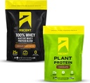 Ascent Whey + poudre de protéines végétales - beurre d'arachide au chocolat 2 lb et chocolat 18 portions