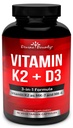 Divine Bounty Vitamin K2 (MK7 & MK4) mit D3-Ergänzung - Vitamin K & D als MK-7 100mcg, MK-4 500mcg und 5000 IE Vitamin D3 3-in-1-Formel - Knochen- und Herzunterstützung - 90 nicht-GVO-vegetarische Kapseln