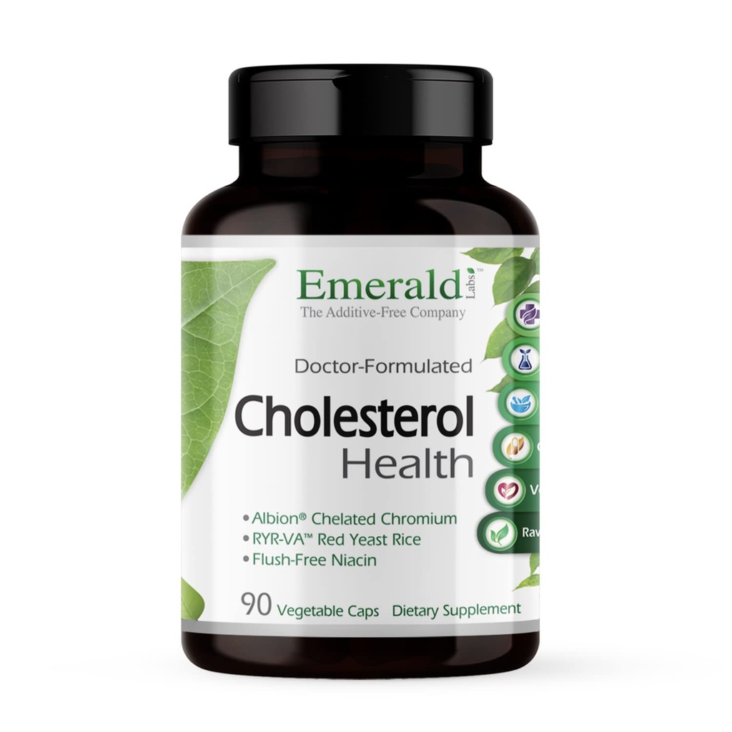 Emerald Labs Cholesterol Health - Mit CoQ10, Flush-Free Niacin, RYR-VA und Knoblauch für Herz und Kreislaufunterstützung - 90 Gemüsekapseln