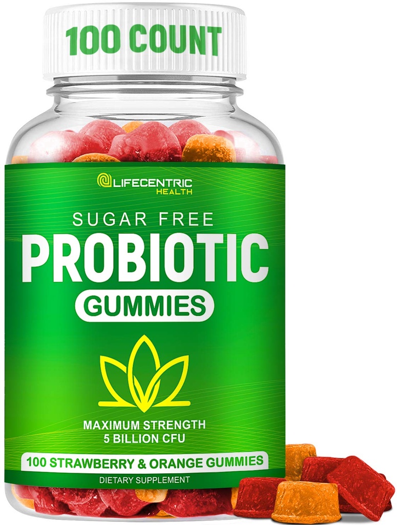 Gommies probiotiques pour les adultes et les enfants Max Strength 5 milliard CFU-Cgmmies sans sucre biologique pour la santé digestive.
