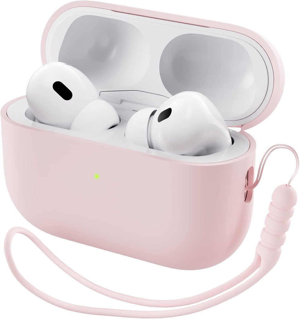 ORNARTO Kompatibel mit AirPods Pro 2 Case 2022, Full Protective Hybrid Silikon für AirPods Pro 2. Generation Case, Front LED Visible Skin Cover-Pink