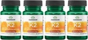 Swanson Vitamine naturelle K2 (Ménaquinone-7 de Natto) 50 mcg 30 gels (4 paquets)