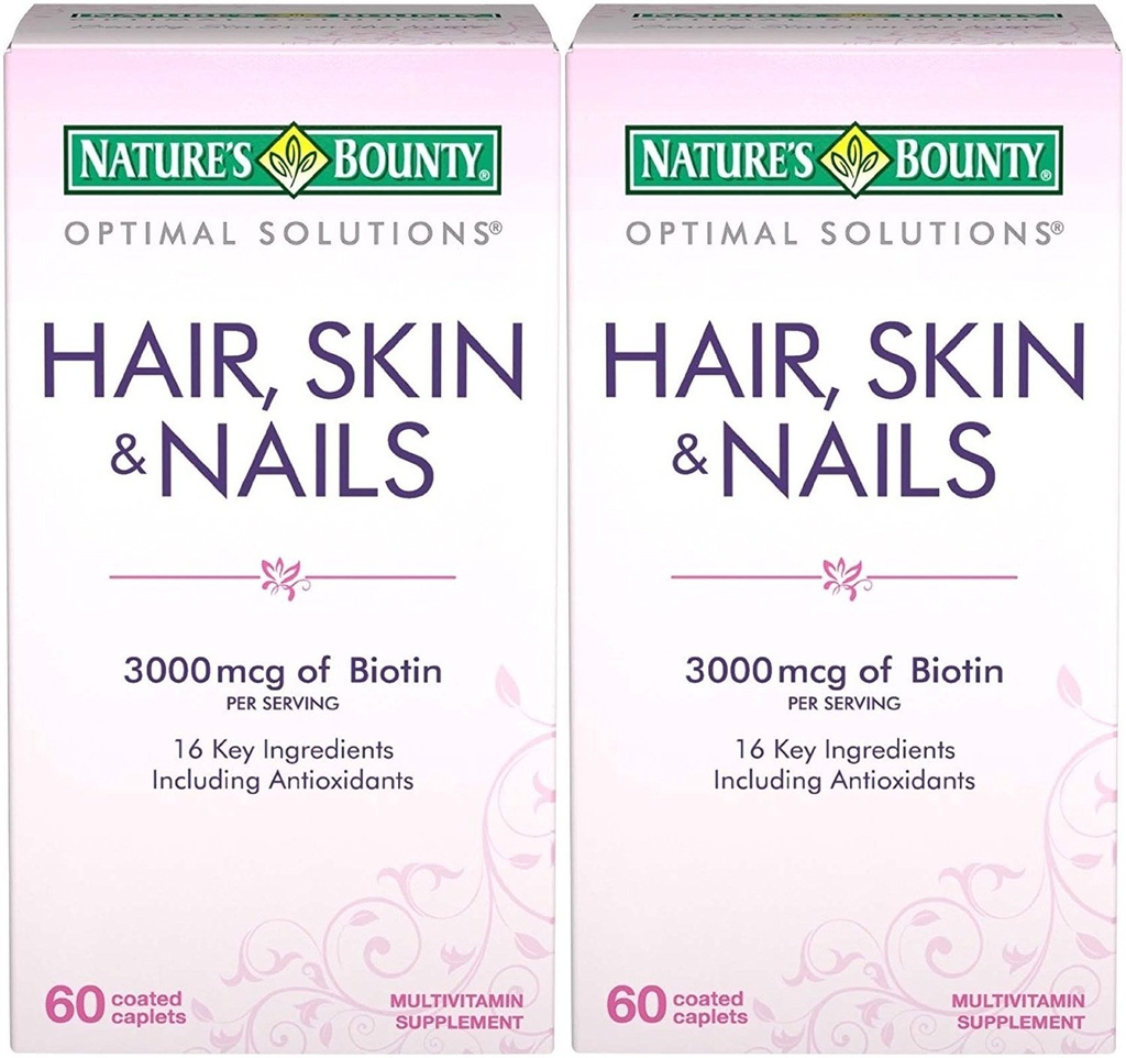 Nature's Bounty Optimal Solutions Hair, Skin & Nails Formula, 120 beschichtete Caplets (2 X 60 Count)