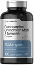 Horbäach Glucosamine Chondroitin MSM | 180 Caplets | con Turmeric | Formula a tripla resistenza | Non OGM & Gluten