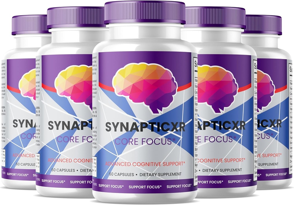 (5 Pack) Synaptic XR Core Focus Capsules, Synaptic XR Brain Caps, All Natural Supplement for Cognitive Health & Function, SynapticXR, Synaptic XR Advanced Formula 300 Kapseln für 5 Monate