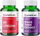 INFINITE AGE Wellness Bundle - Estratto di olio di semi neri 200mg, BP Lifeline Heart Health Support Supplemento 1030mg - Made in Italy