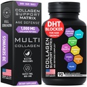 Age Defense Beauty Collagen Matrix - 2 000 mg Multi Collagen Biotin Keratin Acide Hyaluronique Saw Palmetto Complexe supplément vitamine C - DHT Blocker pour les hommes et les femmes pour la croissance des cheveux - 90 capsules sans gluten
