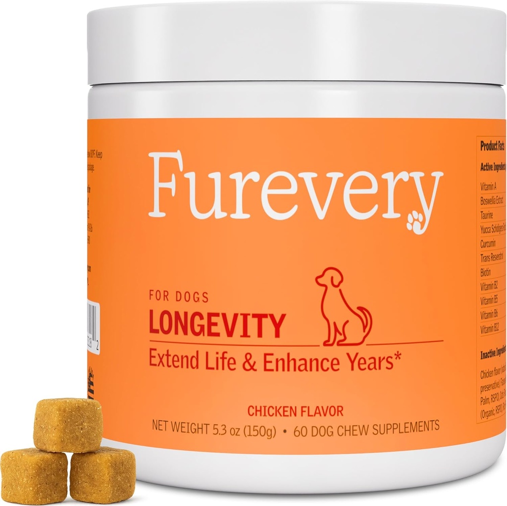 Langlebigkeit Hund Multivitamin 11-in-1 Tägliche Chews Huhn mit Flaxseed, 60 Zähler, unterstützt Hip und Gelenk Gesundheit, Immunsystem, Haut und Mantel, Herzgesundheit, Energie und Vitalität