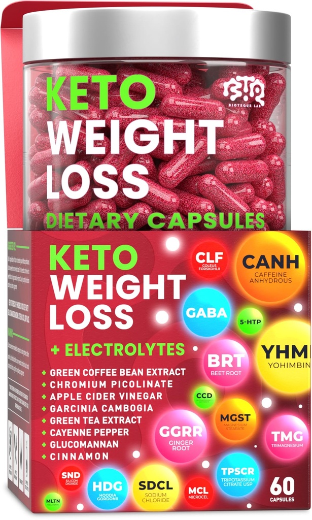 Keto Weight Loss Diät Pillen, Natürliche Appetit Suppressant, Fat Burner für Frauen und Männer mit Apfel Apfel Apfel Apfel, Grüne Kaffeebohnen Extrakt, Curb Cravings &amp; Hunger, Stoffwechsel Booster Supplement - 60 Kapseln