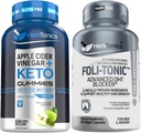 Herbtonics ACV Keto Gummies con la madre & Keto BHB | Gummies dell'aceto del sidro di mele - Panax rosso coreano Ginseng 1500mg - Bloccante DHT Foli-Tonic & Hair Loss Supplement