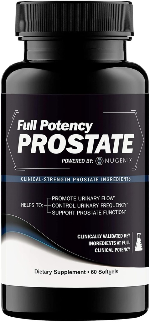 Nugenix Prostate Full Potency - Supplément de soutien à la prostate pour la santé des hommes, la résistance clinique, le Palmetto de scie, l'augmentation du débit urinaire et de la fréquence, et la fonction de soutien de la prostate, 60 capsules