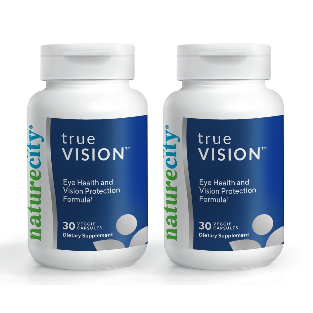 NatureCity True-Vision Eye Health Supplement - Pflanzenbasiertes Lutein und Zeaxanthin mit High Potency Saffron 20mg - Blauer Lichtschutz, Unterstützung Zentrale und Nachtsicht (60 Veggie Kapseln)