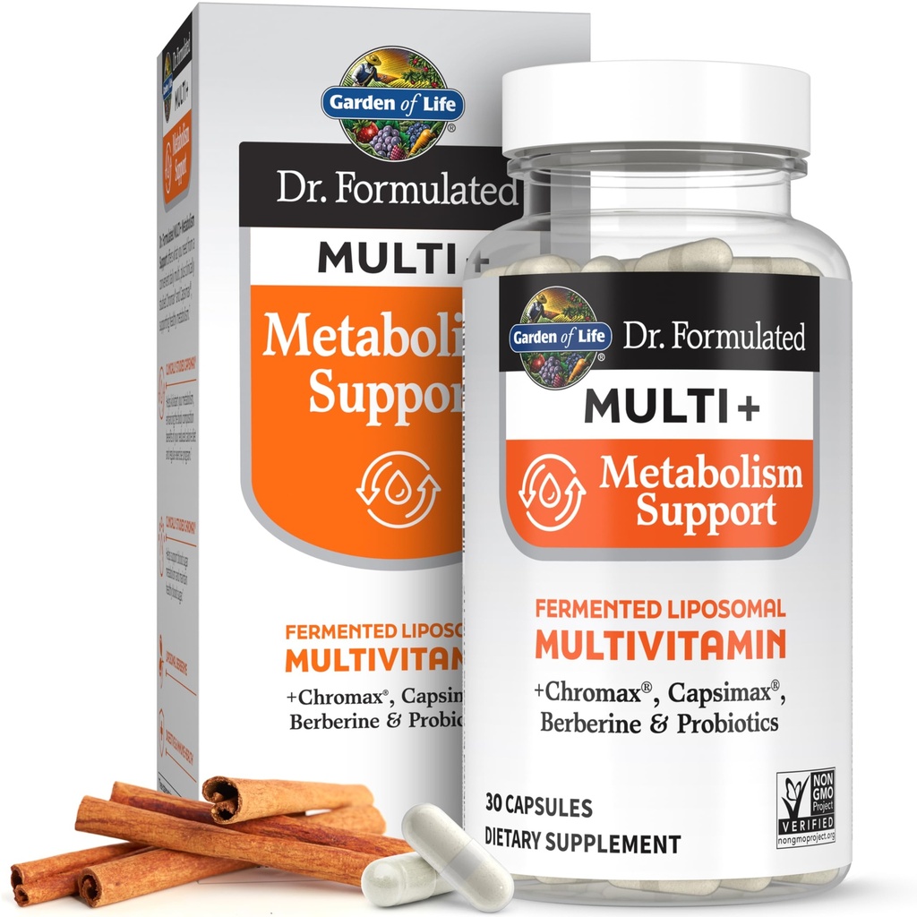Garten des Lebens Dr. Formulierte Multi+ Stoffwechselunterstützung - Fermented Liposomal Multivitamin + Chromax, Capsimax, Berberine & Probiotics - 30 Kapseln