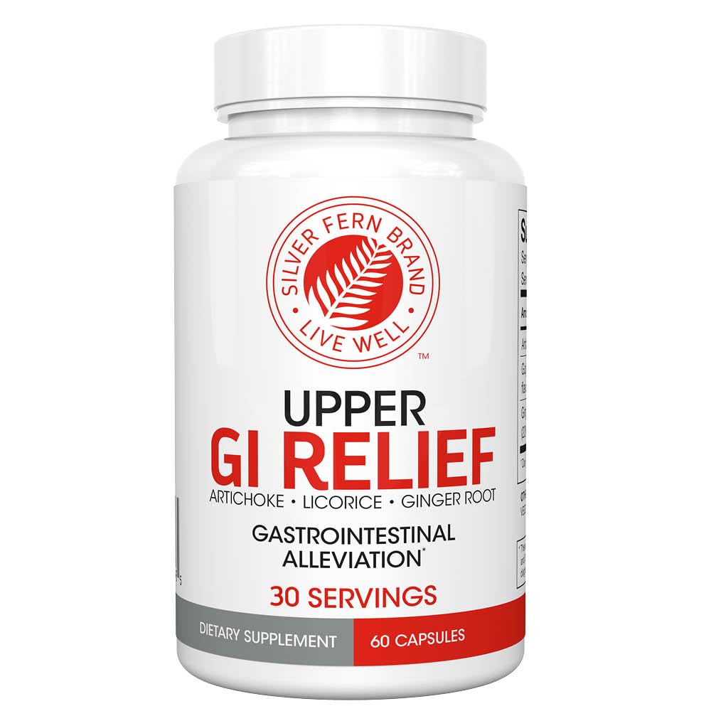 Silver Fern GI Relief - Natural Herbal Supplement - Tutto naturale con Estratto di foglie di carciofo, estratto di radice di zenzero, e GutGuard liquirizia Flavonoidi (1 bottiglia - 60 capsule - 30 giorni di alimentazione)