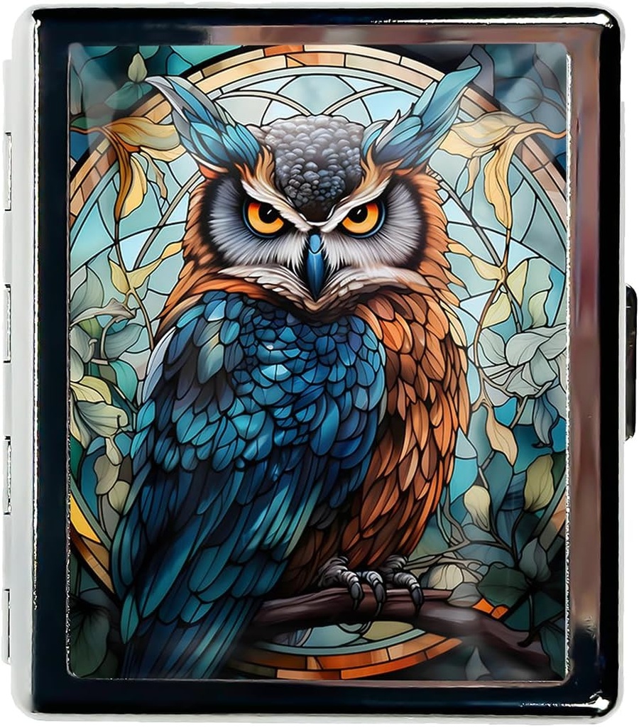 Pill Organizer Small Pill Case for Purse Essentials 7 jours Boîte à pilules mignon avec miroir Boîte à pilules portable pour les cadeaux de voyage de Pocket ou Purse Pill Containe (Fantasy Colorful Owl)