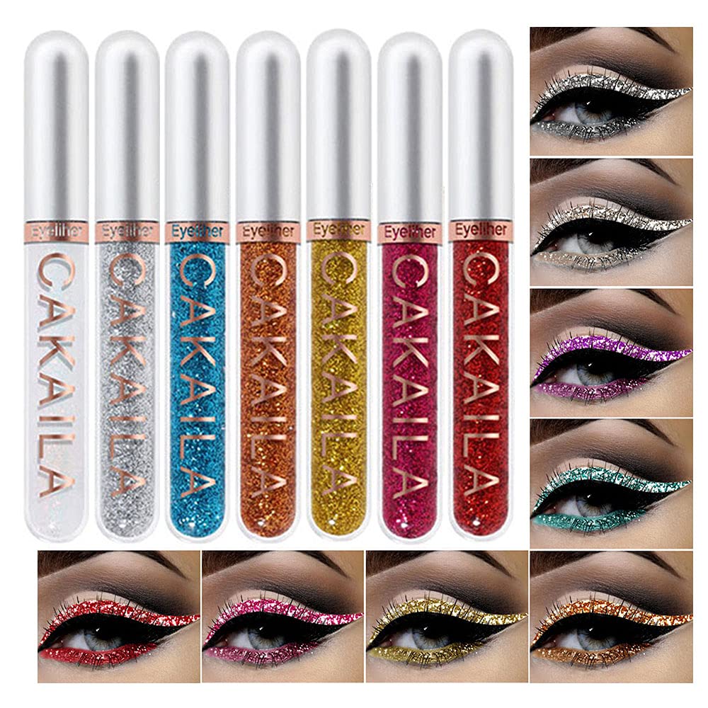 8 Bunte Glitter flüssige Eyeliner Buntes Set, Delineadores De Colores Para Ojos, Rainbow weiß rot blau Eyeliner Weihnachts Make-up Geschenk-Kit für Frauen wasserdicht lange anhaltende schnelle...