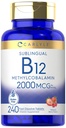 Carlyle B12 Vitamin 2000 mcg | 240 Fast Dissolve Tablets | Sublingual Methylcobalamin | Berry Flavor | Vegetarisch, Non-GMO & Gluten kostenlose Ergänzung