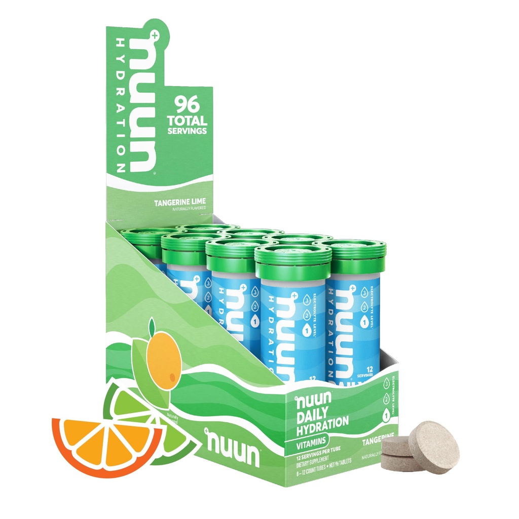 Nuun Vitamine Elektrolyt Tabletten mit Vitamin D, C, E, A, & B6, Folsäure, Magnesium & 4 andere essentielle Elektrolyte, Glutenfrei & Vegan, Tangerine Lime, 8 Packung (96 Portionen insgesamt)