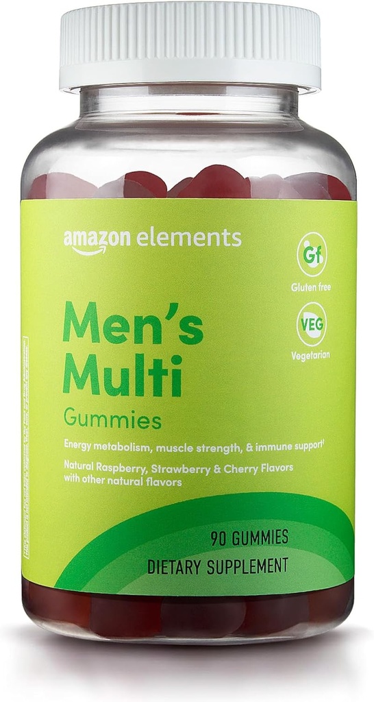 Eléments - Multivitamines organiques pour hommes, 90 Gommies (3 Gommies par portion), Végétarien, sans gluten, biologique certifié (précédemment Revly)