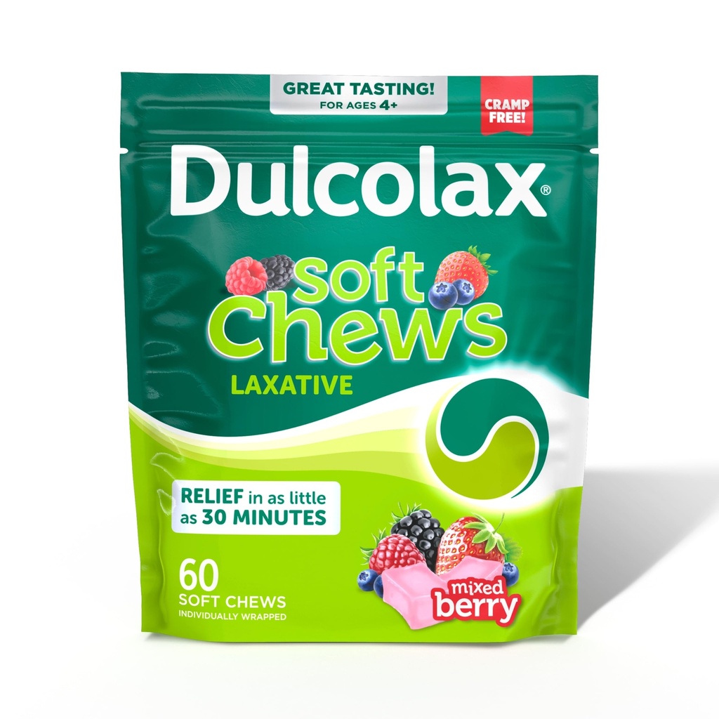Dulcolax Saline Laxative Weichkäse, Sanfte Verstopfung Relief, Mischbeeren Geschmack, Magnesium Hydroxide 1200 mg, 60 Count