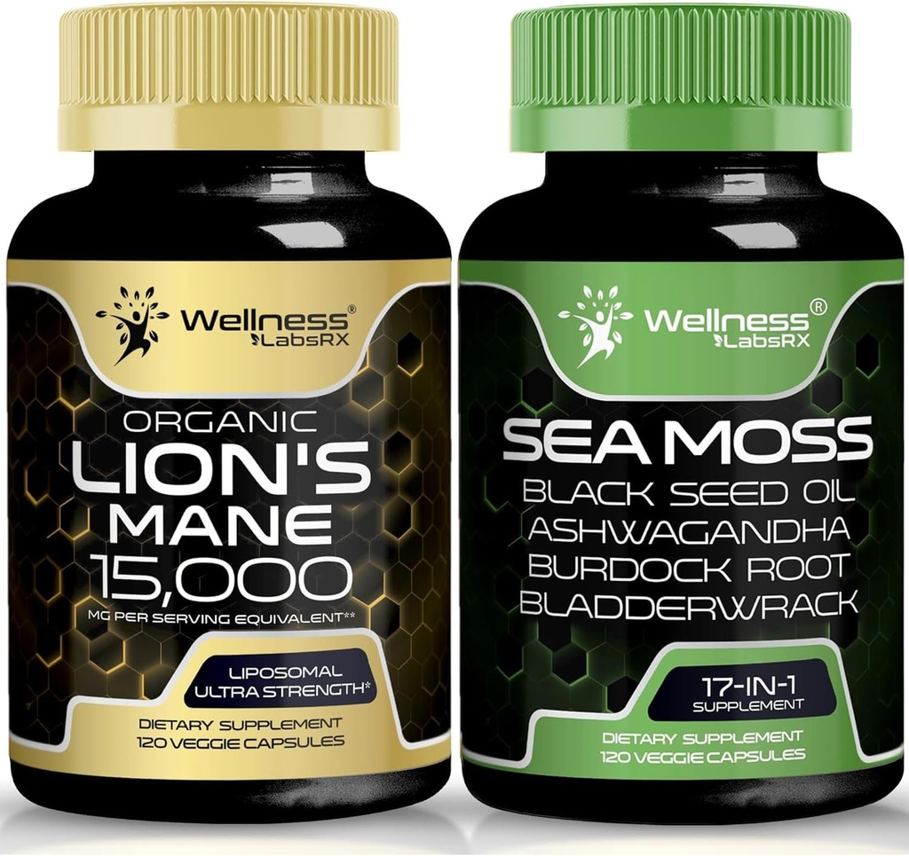 WELLNESS LABSRX Irish Sea Capsules - Lions Mane Supplement Kapseln 15.000mg