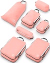 Große Compression Packing Cubes für Reise-Packing Cube Gepäck Organizer 7 Stück Set für Geprüftes Gepäck-Ultralight, Erweiterbare/Kompressionstaschen von TRIPPED Travel Gear (Dusty Rose)