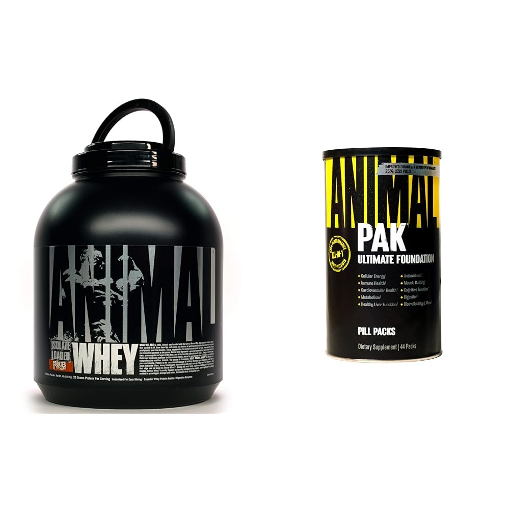 Animal Whey Isolate Protein Powder, Caricato per Post Workout e Recovery & Pak - Conveniente All-in-One Vitamin & Supplement Pack