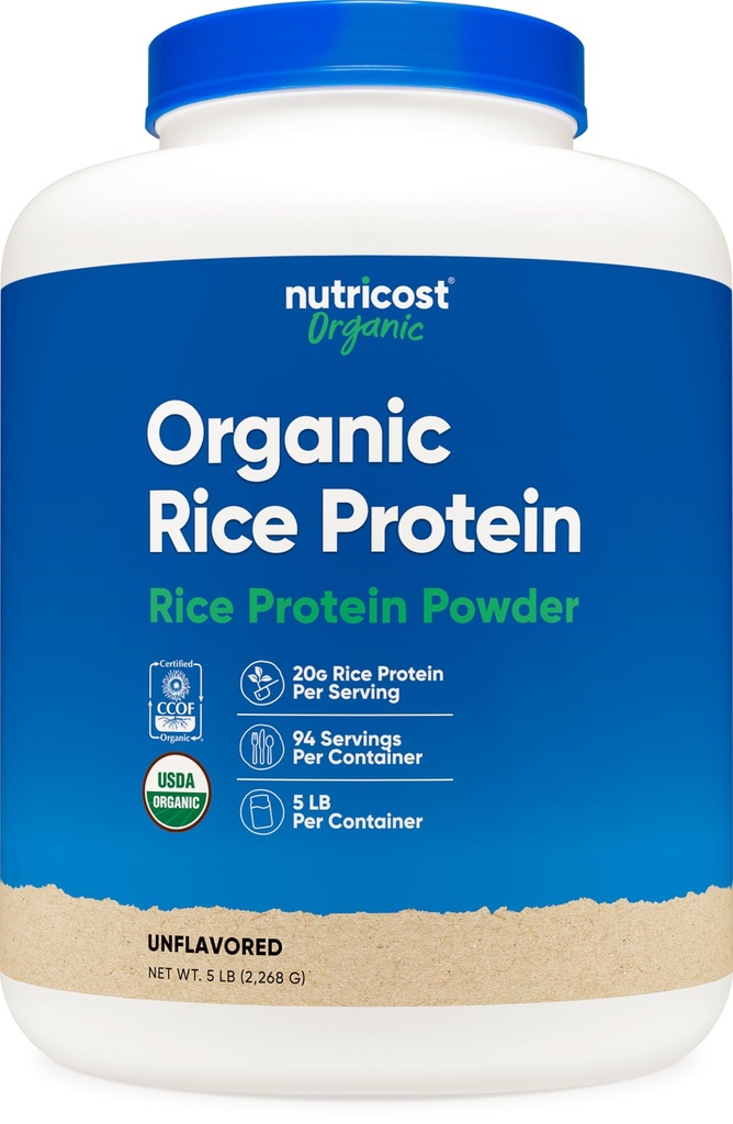 Nutricost Organic Rice Protein Powder (5 LB) - Senza glutine, senza OGM (dal riso marrone)