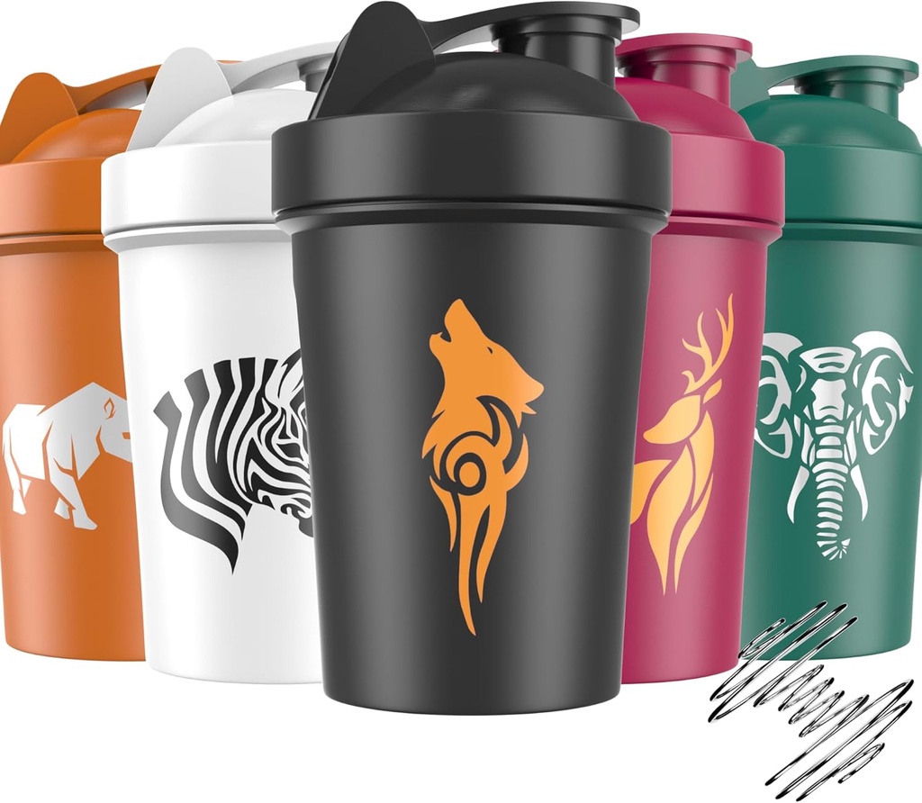 JEELA SPORTS 5 PACK Protein Shaker Bottiglie per Protein Mixes -20 OZ- Lavastoviglie Safe Shaker Cup per Protein Shakes - Shaker Cup per Blender Protein Shaker Bottiglia per Shakes Protein Shake Blender