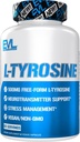 Evlution Free Form L Tyrosine 500mg Capsule Nutrition L-Tyrosine Supplement Aminoacido per la messa a fuoco dell'energia e il supporto del mood - Nootropic Brain Support Supplemento per prestazioni cognitive - 60 Serve