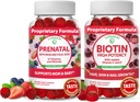 Lunakai Biotin und Prenatal Bundle - Haarhaut und Nägel Wachstumsergänzung mit Vitamin C und E - Schwangerschaft Multivitamin Gummy mit Eisen & Folsäure - 30 Tage Versorgung