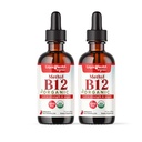 LIQUIDHEALTH USDA Organic Methyl Vitamin B12 Methylcobalamin Liquid Drops with Tart Cherry Juice - Boost Energy, Immune Support, Better Memory & Concentration - USA Made, Vegan, Non-GMO (2 Pack)