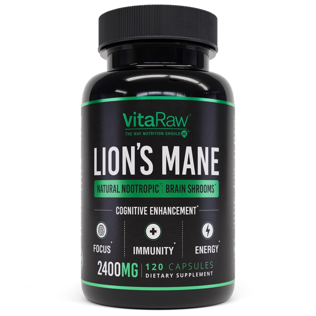 Organic Lions Mane Supplement Capsule 2400 mg - Potente Nootropic - Aiuta a mantenere la memoria, l'energia e la chiarezza mentale - Vegan Brain Booster Focus Pills - Real Lion's Mane Supplement