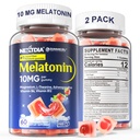 2 Pack Sans sucre Mélatonine Gommies 10mg 20mg Magnésium Glycinat Mélatonine pour les adultes, Ashwagandha, L-Theanine, B6, B12, Lemon Baume et Camomille pour la relaxation profonde, Antioxydant, Vegan, 120 Jour