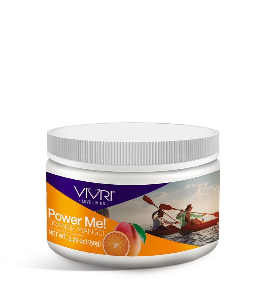 VIVRI Power Me Orange Mango | 30 Serve, 5.29 Oz | Gluten Free & Sugar Free Prebiotic Fiber Supplemento per la salute digestiva & Energy Boost Pre Workout with Digestive Enzymes | Stevia Sweetened