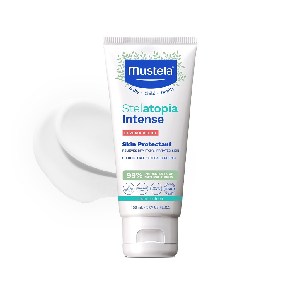Mustela Eczema Reliefcreme Stelatopia Intensiv - Duftfreie Moisturizing Body Lotion mit kolloidaler Haferflocken - Für trockene, juckende, gereizte Haut und Flare-ups - Baby, Kind & Erwachsene - 5.07 fl. oz.