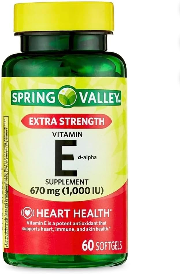 Spring Valley Extra Strength Vitamin E D-Alpha Softgels, 670 mg (1.000 IU), 60 Zähler