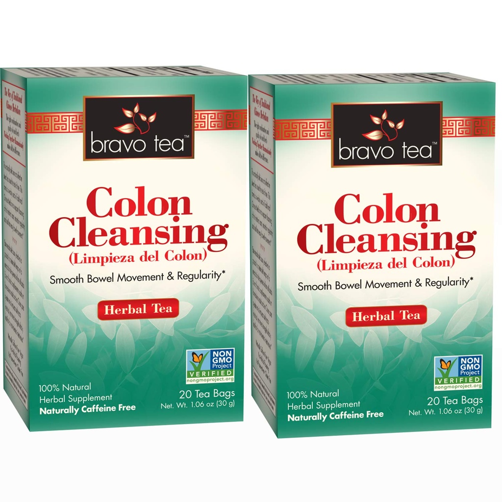Bravo Tea Colon Cleansing Herbal Tea Caffeine Free, 20 sacchetti di tè, 2 conte