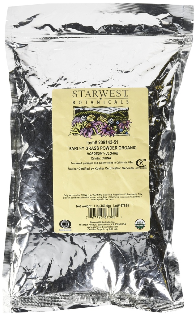 Polvere dell'erba dell'orzo organico di orzo di orzo, 1 pound