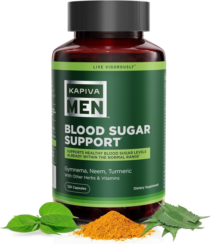 Integratore di supporto per lo zucchero nel sangue con Gymnema, Neem, Turmeric e altre erbe e vitamine, supporta livelli normali di zucchero nel sangue, alimentazione di 60 giorni, 120 capsule