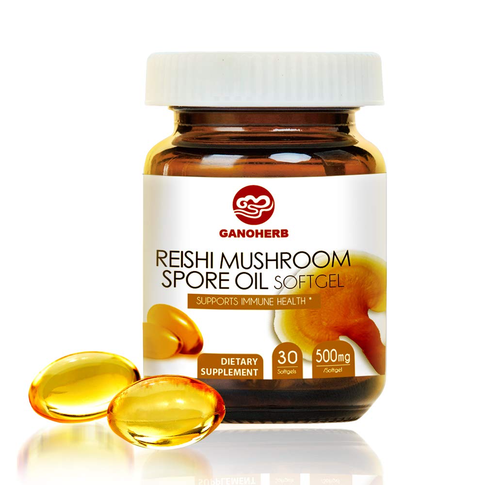 Reishi Mushroom Spore Oil Supplement Ganoderma Lucidum Extract Capsule-Immune System Natural Energy for Wellness&Liver Support-Vegan, Non-GMO Gluten Free, 30 Softgels