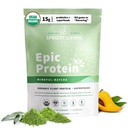 Sprout Living Epic Protein, Plant Based Protein & Superfoods Powder, Mindful Matcha | 17 Grams Organic Protein Powder, Vegan, Non-GMO, Glutenfrei, Adaptogene + Nootropics (1 Pfund, 12 Portionen)