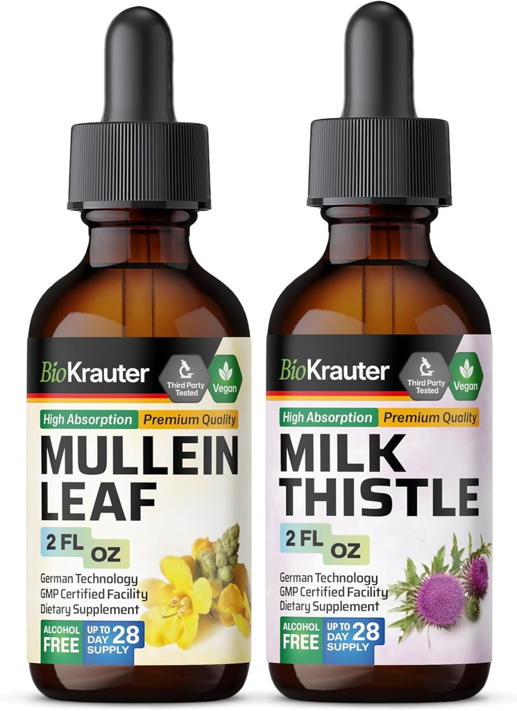 BIO KRAUTER Teinture de Mulléine 2 Fl. Oz. & Lait Teinture de chardon 2 Fl. Oz.