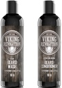 Viking Revolution Beard Shampoo e Set Condizionatore - Top-tier Cuscinetto Care Kit con olio di Argan & Jojoba per la crescita sana del cuscinetto, nessun prurito o irrigazione, Rich Lather, Eucalyptus Scent (10 oz)