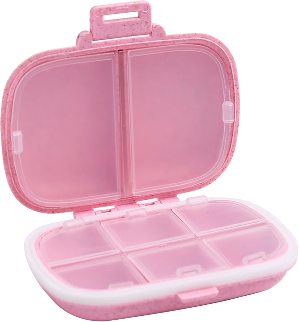 Organizzatore di viaggio di 8 scomparti, Case Pillole Quotidiano Piccolo contenitore per borsa da tasca, Portable Pill Container Medicine Vitamin Organizer (Pink)