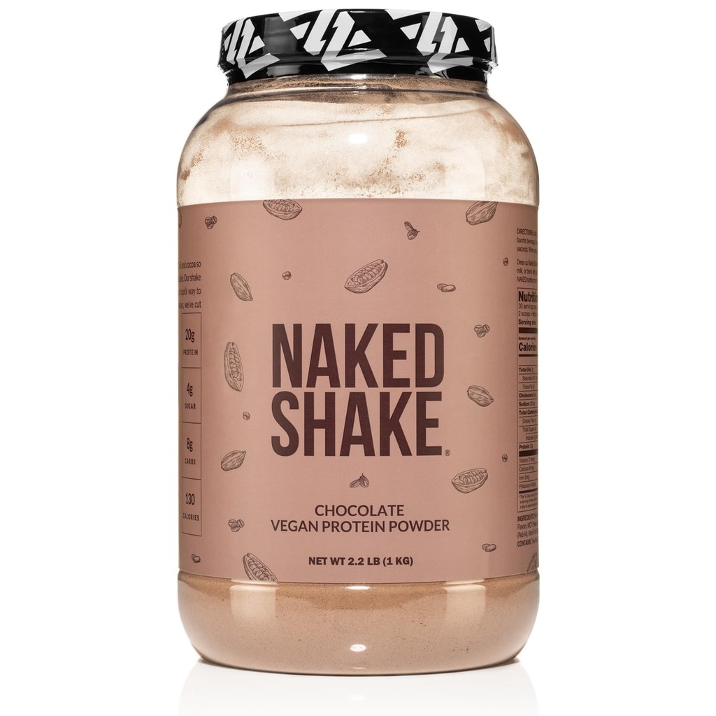 Naked Shake - Chocolate Protein Powder - Pflanzenbasierte Protein Shake mit Mct Oil, Glutenfrei, Soy-Free, No Gmos oder künstliche Süßungsmittel - 30 Servierungen