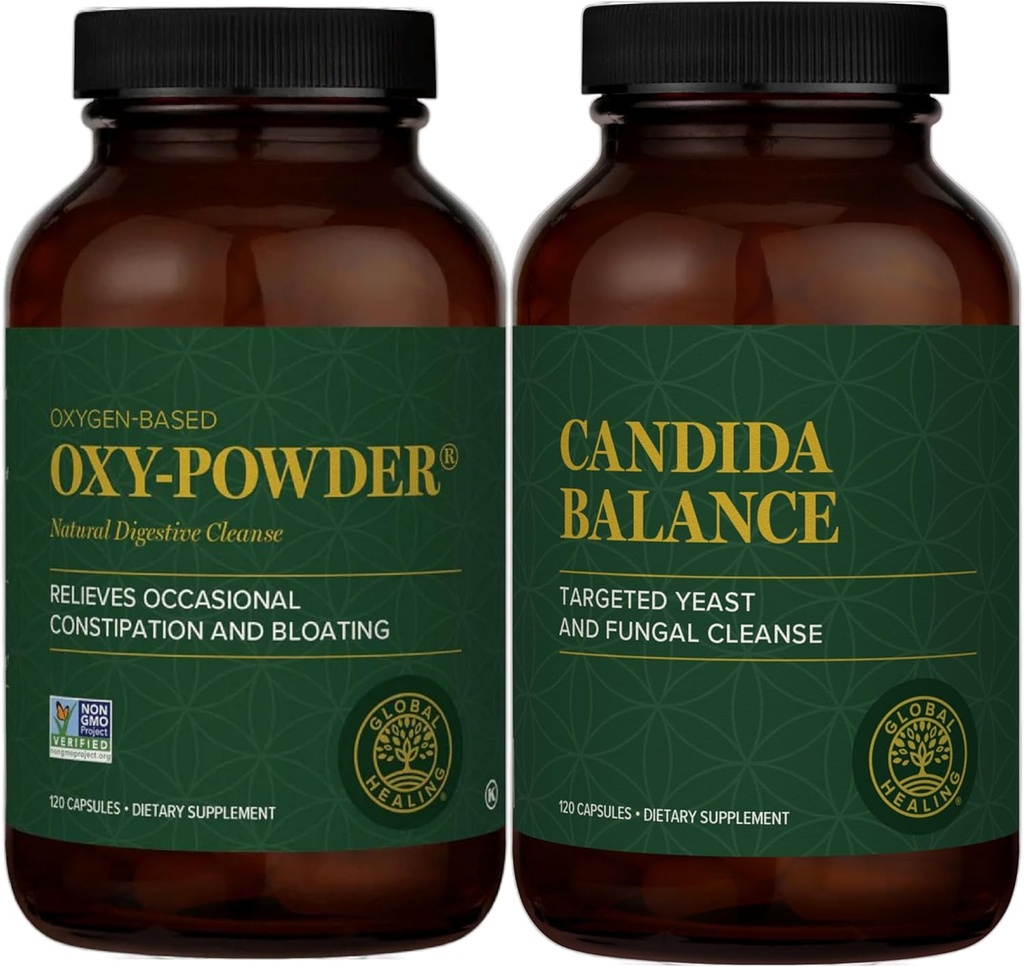 Global Healing Center - Oxy- Powder & Candida Cleanse Kit - Colon Cleanser e disintossicazione per la pulizia naturale della candida