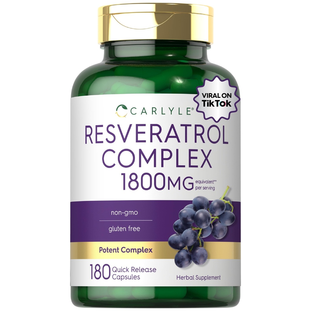 Carlyle Resveratrol Ergänzung 1800mg | 180 Kapseln | Non-GMO & Gluten Free | Potent Complex