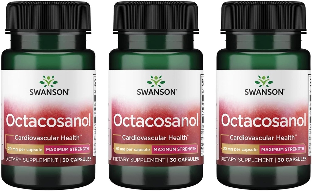 Swanson Maximum-Strength Octacosanol 20 Milligramme 30 Kapseln (3 Pack)